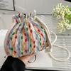 Bolsa de Tela de Verano Bolsa Pequeña para Mujer 2022 Nueva Moda Simple Bolso de Mujer Casual Bandolera Crossbody Tipo Cubo