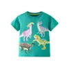 Suministro Transfronterizo Camiseta de Manga Corta para Niños 26ª Primavera/Verano con Estampado de Dinosaurio de Dibujos Animados, Camiseta Base de Cuello Redondo para Niños