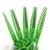 Tijeras de Peluquería Lacadas en Verde, Tijeras para Cortar el Cabello, Tijeras Planas, Tijeras para Flequillo, Tijeras Deslizantes, Tijeras de Astas, Tijeras de Espina de Pescado, Tijeras Deslizantes Sin Costuras