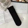 Meias de Cano Médio Femininas Cor Sólida de Outono com Borda Enrolada, Estilo Básico, Simples e Versátil, Estilo Relaxado College, Em Estoque