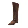 Botas de Moda Britânicas Elegantes e Simples de Cano Alto até o Joelho 2026 Outono e Inverno Novas Botas de Equitação de Bico Fino Planas de Cano Alto para Mulheres