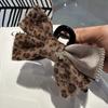 2025 Advanced Sense Deep Leopard Bow Alto Strass 13CM Grampo de Cabelo para Trás Cabeça Meio Laço Grampo de Cabelo Temperamento