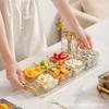 Plato de fruta de lujo ligero, mesa de centro para sala de estar, caja de dulces de vidrio para el hogar, nueva caja de almacenamiento de refrigerios con compartimento, plato de semillas de melón y frutas secas