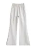 Pantalones acampanados grises para mujer, nuevos pantalones deportivos casuales de cintura alta para primavera-verano, pantalones de campana holgados estilo americano para estilizar
