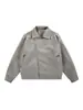 Chaqueta de gamuza para hombre con cuello mao, abrigo corto versátil vintage para primavera y otoño, top moderno estilo biker con cuello de solapa