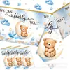 Novo Urso de Pelúcia Aquarela Azul Festa de Chá de Bebê Decoração Tema de Bebê Prato de Papel Descartável Guardanapo
