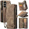 Aplicável à Capa para Celular Samsung Z Fold 7 com Porta-Cartão Multifuncional, Capa Flip, Bolsa com Zíper Dois em Um, Capa Protetora de Couro