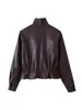 Comercio exterior transfronterizo Amazon artículo de venta caliente ropa de mujer 2026 otoño nuevo moda europea y americana cuello alto decoración de bolsillos ajuste de cintura chaqueta de cuero