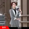 Terno Profissional Feminino Estilo Coreano Xadrez Moda Estilo Britânico Roupas de Trabalho Pequeno Terno Elegante Traje Vestido Outono e Inverno