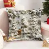 Capa de Almofada de Natal Transfronteiriça da Amazon Capa de Almofada Estampada com Árvore de Natal Alce Boneco de Neve Capa de Almofada para Decoração de Casa