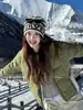 Gorro de punto con letras estilo Xu Mengjie para mujer, otoño e invierno, popular en internet, versátil, adelgaza la cara, protección cálida para los oídos, sombrero de lana para el frío