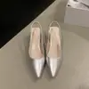 Sandálias de salto agulha com bico fechado e traseiro aberto para comércio exterior, sapatos de salto alto finos e de bico fino para mulheres, novos sapatos de salto alto finos e de bico fino para primavera e verão de 2025