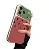 Capa Melancia Color Block Adequada para iPhone 17 Pro Max, Novo Modelo para Apple 16 Pro, Niche 15 Pro, Textura de Couro para 14