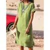 11 colores, todos los colores y tallas disponibles, comercio exterior Amazon eBay europeo y americano vestido redondo de manga corta con abertura y plisado