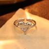 Anillo bonito de plata S925 con patrón irregular de martillo bajo un árbol de banyan Moda para mujer anillo de dedo abierto estilo coreano joyería de nicho moda