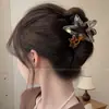Pinza para el pelo de estrella con garra y estampado de leopardo estilo retro, dulce y fresca, para recogidos, pinza de acetato de gato y tiburón, accesorio de pelo elegante en forma de corazón