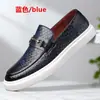 Nuevos Mocasines Cruzados para Hombre con Estampado de Serpiente Estilo Británico Suela Gruesa Zapatos Casuales de Cuero Mocasines de Negocio para Hombre
