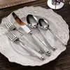 Juego de Cubiertos de Acero Inoxidable 304 Forjado Sólido Columna Romana de Gama Alta, Tenedor y Cuchara para Restaurante, Hotel, Hogar, Vajilla Occidental de Acero Inoxidable