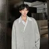 Sudadera con cuello de camisa a rayas, estilo dos piezas falsas, para hombre, otoño e invierno, camiseta de manga larga elegante y sofisticada, top estilo universitario