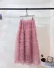 Falda de Pastel Mullida de Malla Resistente Albaricoque Falda de Capas con Volantes Versátil de Hada para Otoño e Invierno