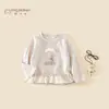 Conjunto Casual de Outono para Meninas 2026 Novo Estilo Coreano para Bebês Camiseta com Estampa de Desenho Calça de Renda Infantil de Outono