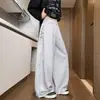 Pantalones de chándal grises para hombre, de peso pesado, pierna ancha con cordones, perfectos para otoño e invierno, con un estilo americano moderno y un corte relajado, adecuados para adolescentes