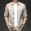 Item quente da transmissão ao vivo cardigã de tricô com lapela masculino outono e inverno casual versátil suéter grosso casaco masculino dropshipping