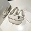Bolsa de Cintura Feminina de Alta Qualidade 2025 Nova Bolsa Transversal de Corrente Retrô Fashion Textura Simples Versátil Bolsa de Ombro