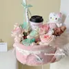Nova Caixa Redonda Grande com Janela Peluda Caixa de Presente com Flores e Frutas Outono e Inverno Celebridade da Internet Caixa de Flores para Chá de Leite Atacado de Materiais Florais para Floriculturas