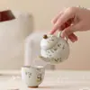 Montaña Roja Estilo Chino Ceniza de Madera Osmanthus Gatito Ruyi Tetera Juego de Té Kung Fu Cerámica Anti-Quemaduras Infusor de Té Suave Tetera Individual