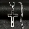 Amazon Venta Caliente Transfronteriza de Moda Genial Collar con Colgante Cruzado Hueco de Doble Capa Estilo Hip Hop Acero Inoxidable Collar con Colgante para Hombre