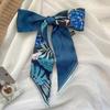 Pañuelo de seda largo y pequeño para mujer, banda para el pelo, doble cara, elegante, para bolso con lazo, pequeño, regalo de mano, pañuelo con lazo