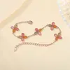 Pulsera de Plata de Ley S925 Yuebao Jewelry de Turmalina de Colores Trébol de Cuatro Hojas Joyería de Oro Rosa para Chicas Energéticas, Fresca y Versátil