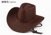 Verão Novo Chapéu de Cowboy Chapéu de Sol Chapéu de Praia Masculino Aba Larga Proteção Solar Chapéu de Cowboy Ocidental de Couro Sintético Chapéu Masculino Chapéu de Sol