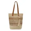 Bolsa de Palha Tecida Casual Yuezi de Grande Capacidade Bolsa de Mão Estilo Ins 2026 Bolsa de Ombro Feminina de Palha para Praia de Verão