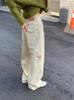 Novedades de Otoño Temprano Coreano: Diseño Único con Costuras Visibles, Pantalones de Pierna Ancha con Bolsillo, Jeans de Estilo Urbano con Etiqueta de Bolsillo Suelta