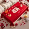 Mantel para mesa de centro de boda, mantel rojo para mesa de comedor de sala de estar, tela decorativa festiva para compromiso y recién casados, mantel de Año Nuevo que realza el ambiente