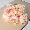 Simulación de fábrica ramos de estilo europeo de 5 flores de peonía tela de seda artificial flores artificiales flores para sostener por la novia adornos para el hogar venta al por mayor