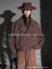 25 Nuevas Prendas de Abrigo Cortas de Invierno Falsas de Dos Piezas Acolchadas a Cuadros con Cuello Alto de Algodón Casual Versátiles de Lana Doble Cara para Mujer