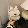 Bolsa Transversal Fofa Transfronteiriça, Mini Bolsa de Ombro da Moda, Bolsa Quadrada Pequena com Corrente, Bolsa de Mão, Estilo Coreano de Verão com Laço Novo Modelo