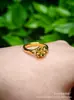 Anillo de Oro Imitación Arena Vietnamita para Mujer, Anillo de Flor de Coche de Amor, Anillo Abierto para Mujer, Ajustable, Regalo para Transmisión en Vivo, Venta al por Mayor
