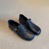 Zapatos Pequeños de Cuero Negro Brogue Retro para Mujer con Hebilla en Forma de T Punta Redonda Zapatos Mary Jane Planos Nuevos Zapatos Birkenstock
