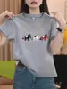 Camiseta de Algodão Puro Manga Curta com Ombro Reto para Mulheres, Moda Verão 2026, Top Amarelo Manga Curta Versátil Estiloso Jovem Tendência