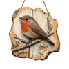 Placa de madera de pájaro impresa plana 2D, adorno colgante de decoración de jardín estilo pastoral, manualidad para pared del hogar
