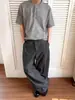 Pantalones Casuales Largos de Pierna Ancha, Gris, Corte Curvo, Estilo Americano, Delgados, Holgados, Diseño de Verano, Cleanfit para Hombre