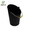 Accesorios para herramientas de chimenea de origen, mango de madera, chapa de hierro galvanizado, cubo de carbono biselado negro