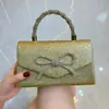 Bolso de Banquete de Alta Gama Vestido Combinable Europeo y Americano Bolso de Mano Bandolera Socialité Moda Diamante Lazo Cadena