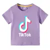 TikTok TikTok Ropa Nueva para Niños Camiseta de Manga Corta de Verano para Niños Camisa Básica para Niños y Niñas Camiseta de Media Manga Top para Niños