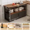 Prateleira de Cozinha Multifuncional Mesa de Corte de Legumes Bancada Armário de Chão Multicamadas Armazenamento de Micro-ondas Armário Lateral Doméstico