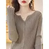 Elegante cárdigan de punto acanalado con cuello en V, manga larga, corte ajustado para mujer, adecuado para figuras petite, estilo corto, abrigo fino gris para otoño e invierno